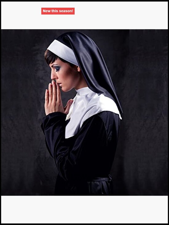 Nun Costume Accessory Set - Hat, Collar, Cross Necklace & Gothic Stockings for main image 5